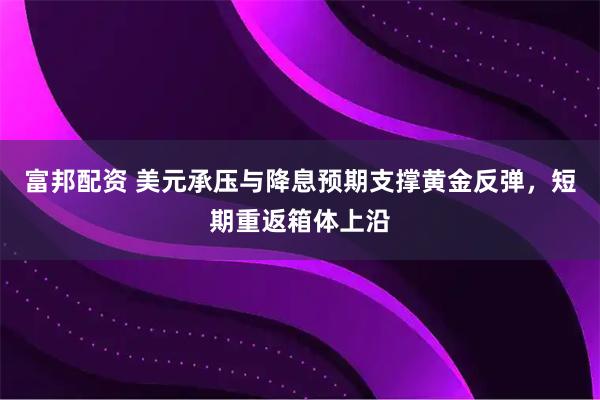 富邦配资 美元承压与降息预期支撑黄金反弹，短期重返箱体上沿